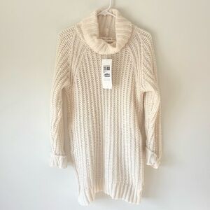 Carmen Steffens Maison White Cream Chunky Knit Sweater Dress Turtle Neck NWT